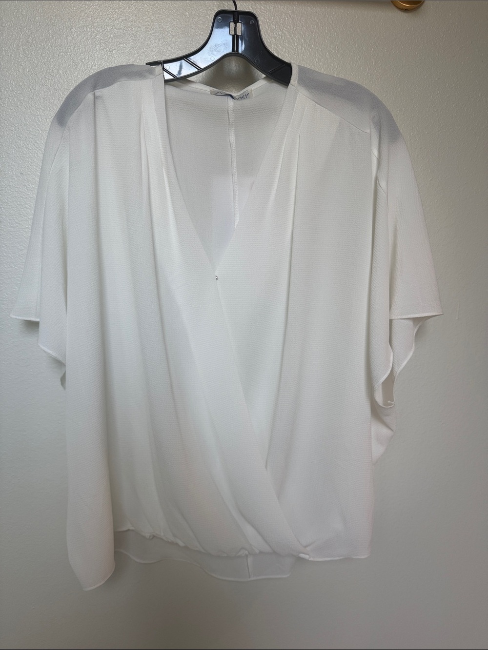 She + Sky Ivory Draped V-Neck Blouse